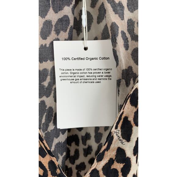 Ganni Organic Cotton Leopard Beach Kaftan Dress Womens XXS/XS Swim Cover Up New - Picture 5 of 12